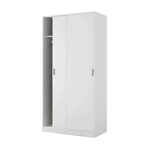 Highlight Garderobe Dagnan, Schlafzimmer Kleiderschrank mit 2 Schiebetüren, Schrank mit Regal und Kleiderbügelstange, 100x50h200 cm, Weiß