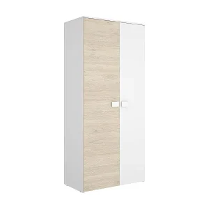 Gratis Versand Kleiderschrank 2 Türen Dcantla, Schlafzimmermöbel, Schrank, Garderobe, 90x53 h202 cm, WeiÃŸ und Eiche