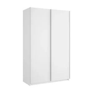 Kleiderschrank Dabbou, Garderobe für Schlafzimmer, Kleiderschrank mit 2 Schiebetüren, 120x65h204 cm, Weiß Ausverkauf