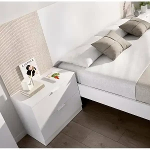 Nachttisch Daber, Niedrige Kommode, Tisch, Multifunktionaler Nachttisch, 50x34 h46 cm, Weiß Neue Ware