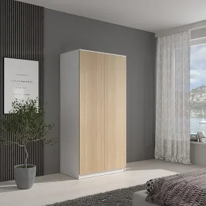 DREHTÜRENSCHRANK Classic 90/180/50 cm 2-türig weiß+eiche Sonoma Schneller Versand