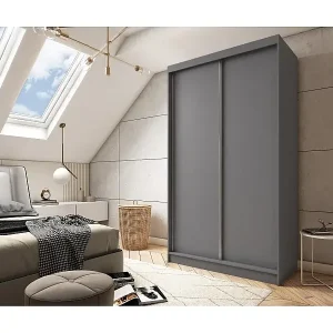 SCHWEBETÜRENSCHRANK Mario 120/216/61 graphit mit Schubladen Kostenloser Versand