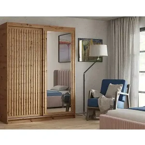 Super-Preis SCHWEBETÜRENSCHRANK Donatello 100/205/60 2-türig eiche Artisan mit Spiegel