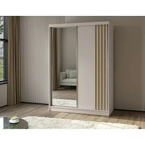 SCHWEBETÜRENSCHRANK Nela II 120/216/61 kaschmir+eiche Artisan mit Schubladen Kostenloser Rückversand