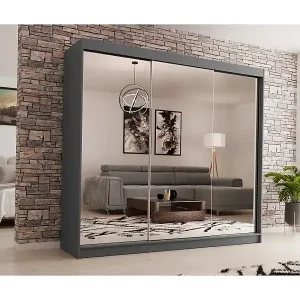 Sichere Zahlung SCHWEBETÜRENSCHRANK Debra 240/216/61 graphit mit Spiegel und Schubladen