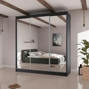 SCHWEBETÜRENSCHRANK Homa II 200/61/215 schwarz Highlight