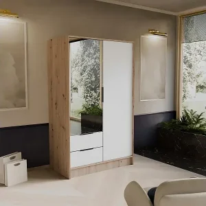 Aktuell DREHTÜRENSCHRANK Niko 100/51/200 cm eiche artisan+weiß