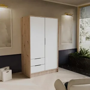 DREHTÜRENSCHRANK Niko 100/51/200 cm eiche artisan+weiß Highlight