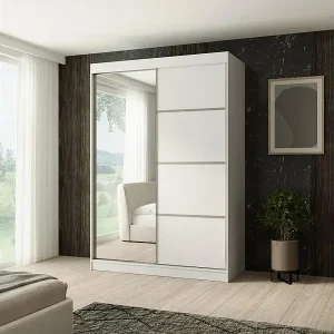 Günstig SCHWEBETÜRENSCHRANK Paco 150/215/61 2-türig weiß mit Spiegel