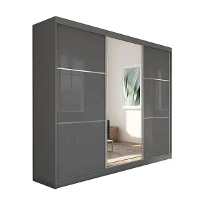 Angebot SCHWEBETÜRENSCHRANK Viva 240/216/61 graphit mit Spiegel und Schubladen