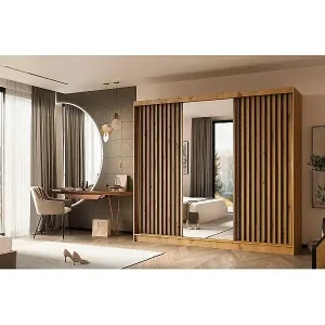 SCHWEBETÜRENSCHRANK Helix 240/216/61 eiche artisan+schwarz Kostenfreie Lieferung