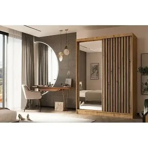 Neue Kollektion SCHWEBETÜRENSCHRANK Helix 160/216/61 eiche artisan+schwarz