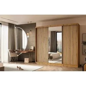 SCHWEBETÜRENSCHRANK Helix 240/216/61 eiche artisan+weiß Preiswert