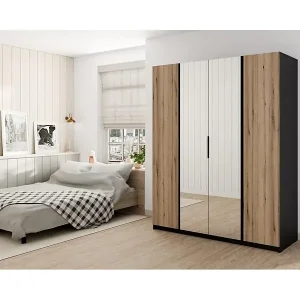 Schnäppchen DREHTÜRENSCHRANK Kaya 200/62/239 4-Türig mit zwei Spiegel