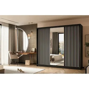 SCHWEBETÜRENSCHRANK Helix 240/216/61 schwarz+weiß Sichere Zahlung