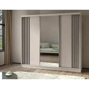 SCHWEBETÜRENSCHRANK Nela 240/216/61 kaschmir+schwarz mit Schubladeneinsätze Sichere Zahlung