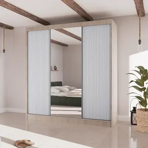 Super-Preis SCHWEBETÜRENSCHRANK Ramos II 200/61/215 eiche sonoma+weiß