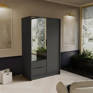 SCHWEBETÜRENSCHRANK Niko 100/51/200 cm graphit Kostenloser Rückversand