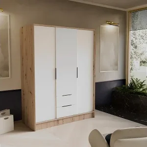 Nur Heute DREHTÜRENSCHRANK Niko 150/51/200 cm eiche artisan+weiß