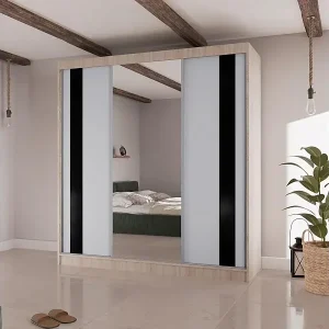 SCHWEBETÜRENSCHRANK Como II 200/61/215 eiche sonoma+weiß Neue Kollektion