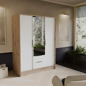 DREHTÜRENSCHRANK Niko 150/51/200 cm eiche artisan+weiß Solange Der Vorrat Reicht