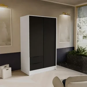 DREHTÜRENSCHRANK Niko 100/51/200 cm weiß+schwarz Sonderangebot