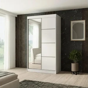 SCHWEBETÜRENSCHRANK Paco 120/215/61 2-türig weiß mit Spiegel Solange Der Vorrat Reicht