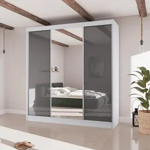 SCHWEBETÜRENSCHRANK Velis II 200/61/215 weiß+graphit Angebot