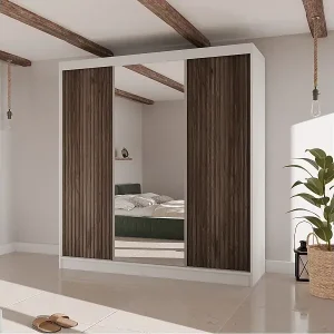 Angebot SCHWEBETÜRENSCHRANK Ramos II 200/61/215 eiche weiß+holzfarben