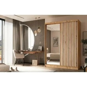 Schneller Versand SCHWEBETÜRENSCHRANK Helix 160/216/61 eiche artisan+weiß