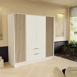 Preis Gesenkt DREHTÜRENSCHRANK Nero 200/51/200 cm mit Lamellen weiß