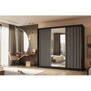 Mega-Angebot SCHWEBETÜRENSCHRANK Helix 240/216/61 schwarz+weiß