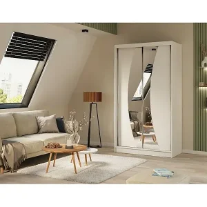 Kracherpreis SCHWEBETÜRENSCHRANK Vox 120/216/61 weiß mit Spiegel und Schubladen