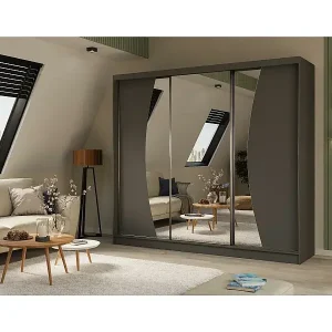 Sonderaktion SCHWEBETÜRENSCHRANK Vox 240/216/61 graphit mit Spiegel und Schubladen