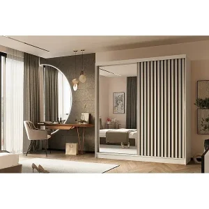 SCHWEBETÜRENSCHRANK Helix 200/216/61 weiß+schwarz Kracherpreis