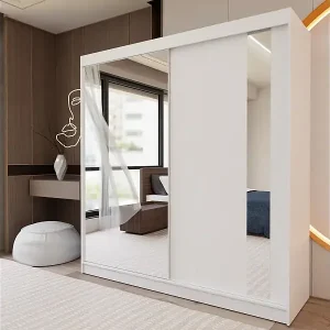 Top-Preis SCHWEBETÜRENSCHRANK Gaja 200/216/61 weiß mit Spiegel und Schubladeneinsätze