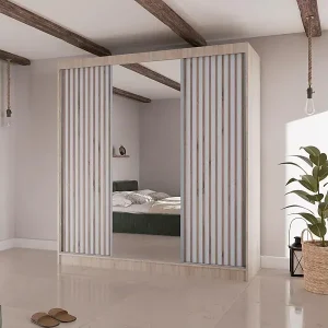 SCHWEBETÜRENSCHRANK Lico II 200/61/215 eiche sonoma+weiß Finale Aktion