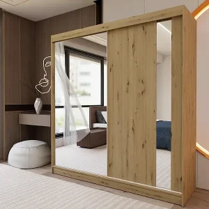 SCHWEBETÜRENSCHRANK Gaja 200/216/61 eiche Artisan mit Spiegel Neu Im Sortiment