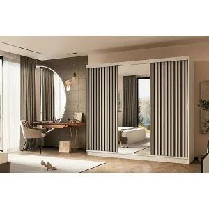 SCHWEBETÜRENSCHRANK Helix 240/216/61 weiß+schwarz Knallerangebot