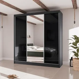 SCHWEBETÜRENSCHRANK Velis II 200/61/215 schwarz Neue Kollektion