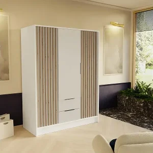 DREHTÜRENSCHRANK Nero 150/51/200 cm mit Lamellen weiß Finale Aktion