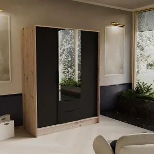 Günstig DREHTÜRENSCHRANK Niko 150/51/200 cm eiche artisan+schwarz