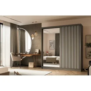 SCHWEBETÜRENSCHRANK Helix 200/216/61 grau+weiß Must-Have