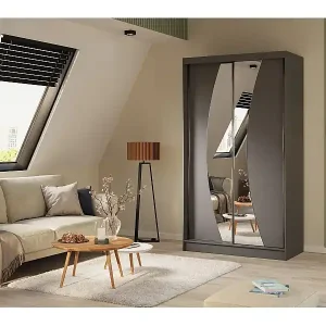 Online Kaufen SCHWEBETÜRENSCHRANK Vox 120/216/61 graphit mit Spiegel und Schubladen