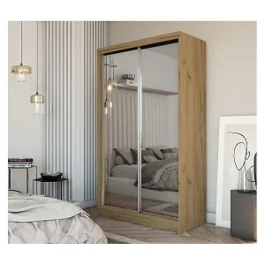 SCHWEBETÜRENSCHRANK Debra 150/216/61 eiche Artisan mit Spiegel Super-Preis