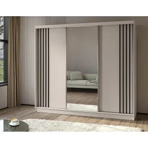 SCHWEBETÜRENSCHRANK Nela 240/216/61 kaschmir+schwarz Sonderangebot