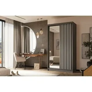 SCHWEBETÜRENSCHRANK Helix 120/216/61 grau+weiß Saisonangebot