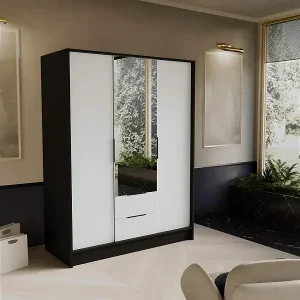 Mega-Angebot DREHTÜRENSCHRANK Niko 150/51/200 cm schwarz+weiß