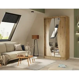 Must-Have SCHWEBETÜRENSCHRANK Vox 120/216/61 eiche Artisan mit Spiegel und Schubladen