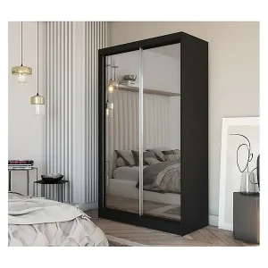 Saisonangebot SCHWEBETÜRENSCHRANK Debra 150/216/61 schwarz mit Spiegel